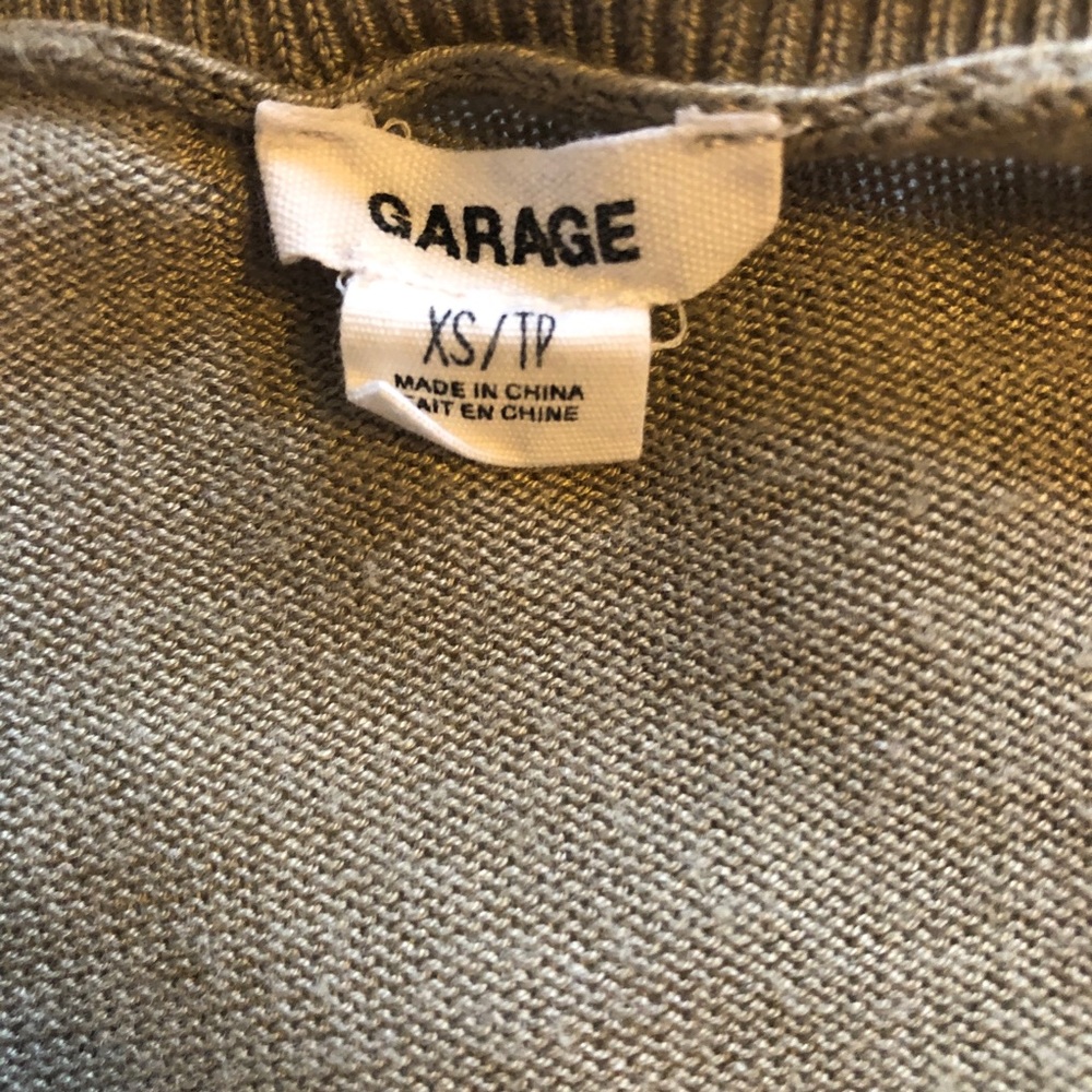Garage Gray/Green Cold Shoulder Sweater | Size XS - Picture 5 of 6